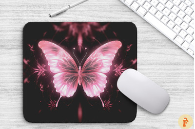 Ethereal Pink Butterfly Mouse Pad Design