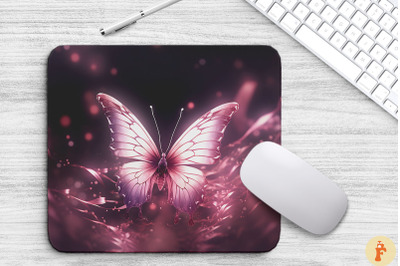 Ethereal Pink Butterfly Mouse Pad Design