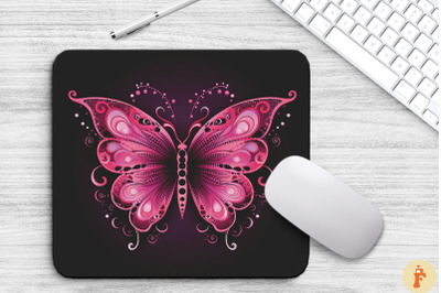 Single Pink Butterfly Mouse Pad Design