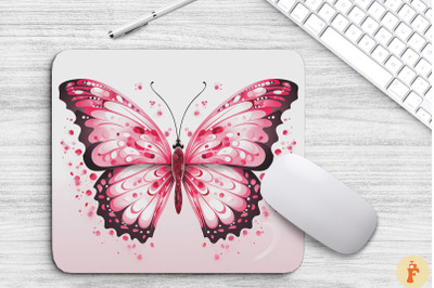 Single Pink Butterfly Mouse Pad Design