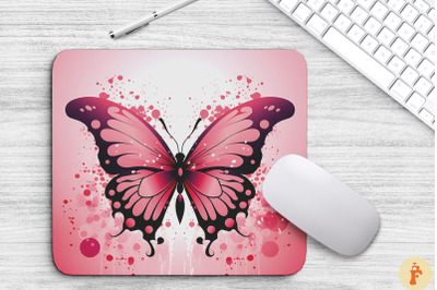 Single Pink Butterfly Mouse Pad Design