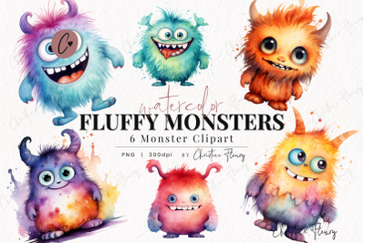 Watercolor Fluffy Monster Clipart