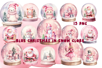 Pink Christmas in Snow Globe Clipart