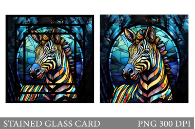 Zebra Stained Glass Card. Stained Glass Zebra Card Design