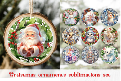 Santa&nbsp;Ornament sublimation PNG Bundle Christmas gift tag