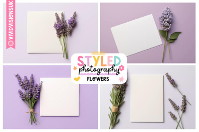 薰衣草优雅：4个高品质空白卡片图像创意项目