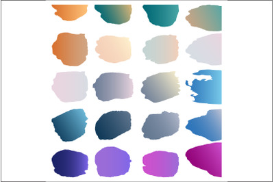 Set of pastel neon brushstrokes on white background, vector illustrati