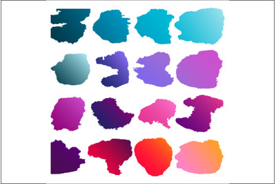 Set of pastel neon brushstrokes on white background, vector illustrati