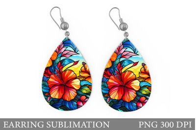 Tropical Flowers Earring. Stained Glass Flowers Earring