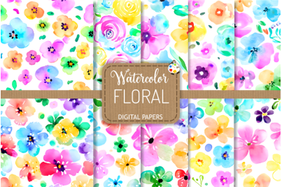 Shabby Chic Watercolor Floral Pattern Papers