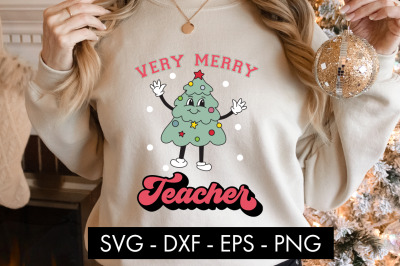 Very Merry Teacher SVG Cut File PNG