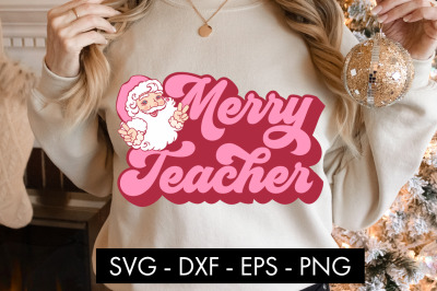 Merry Teacher SVG Cut File PNG