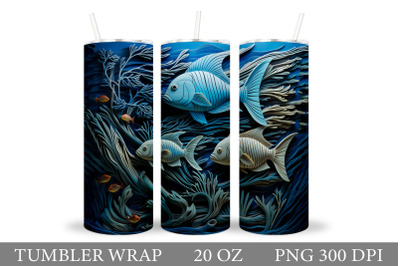 Fish Tumbler Wrap Design. 3D Fish Tumbler Wrap Sublimation