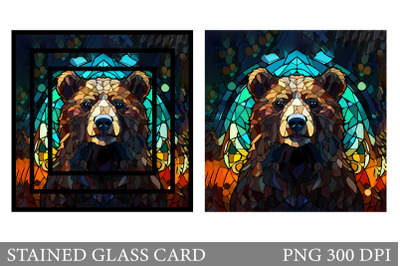 Stained Glass Bear Card Sublimation. Bear Stained Glass Card