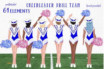 Cheerleaders Clipart Drill Team Clipart Watercolor Girls Png