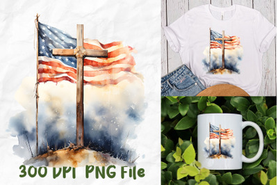 PTSD Awareness American Flag Jesus Cross