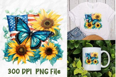 PTSD Awareness Teal Butterfly Sunflowers