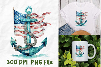 PTSD Awareness Teal Anchor American Flag