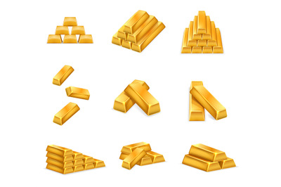 Gold bars. Shimmering golden bricks, stacked pure gold ingots. Banking