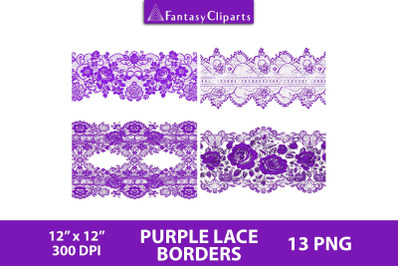 Purple Lace Borders Overlays Clipart | Halloween Gothic Lace