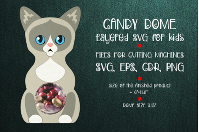 Snowshoe Cat | Candy Dome | Paper Craft Template SVG