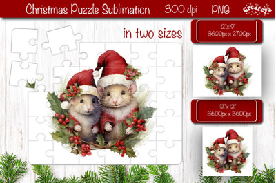 Christmas Puzzle PNG Kids Puzzles Sublimation Watercolor Baby Animal P