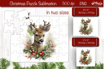 Christmas Puzzle PNG Kids Puzzles Sublimation Watercolor Baby Animal P