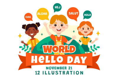 12 World Hello Day Illustration