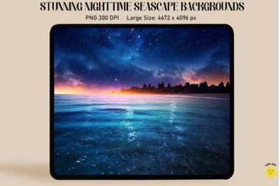 Blue Sea With Sparkling Stars Background