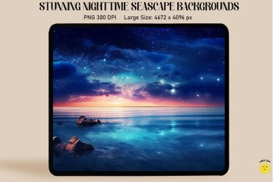 Blue Sea With Sparkling Stars Background