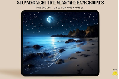 Nocturnal Seashore Scenes Backgrounds