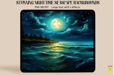 Tranquil Midnight Seascapes Backgrounds