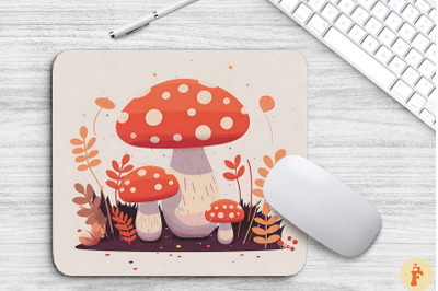 Minimalist Whimsical Mushroom Mouse Pad