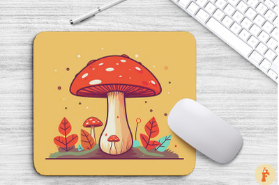 Minimalist Whimsical Mushroom Mouse Pad