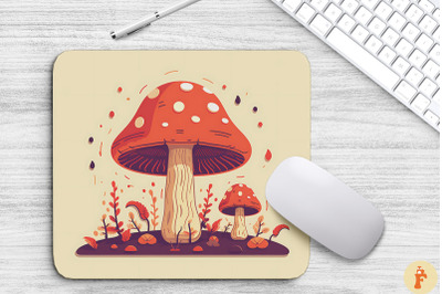 Minimalist Whimsical Mushroom Mouse Pad