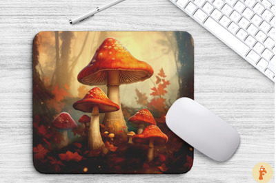 Autumn Forest Mushrooms Mouse Pad Design