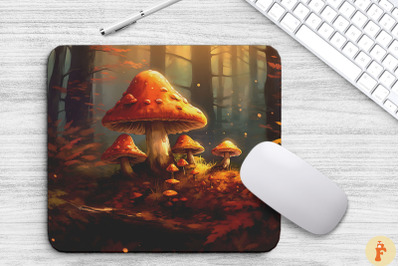 Autumn Forest Mushrooms Mouse Pad Design