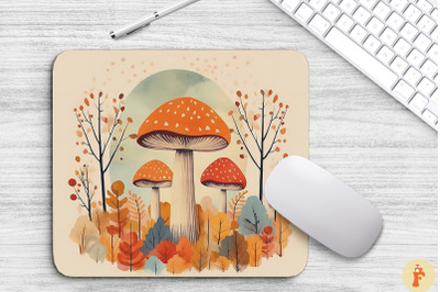 Autumn Mushrooms Forest Mouse Pad Design