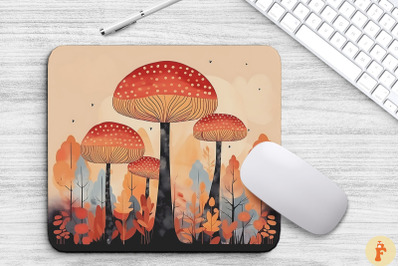 Autumn Mushrooms Forest Mouse Pad Design