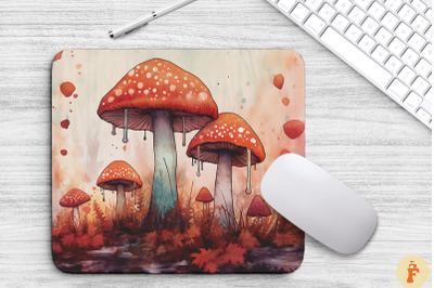 Autumn Landscape Mushrooms Mouse Pad