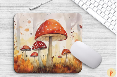 Autumn Landscape Mushrooms Mouse Pad