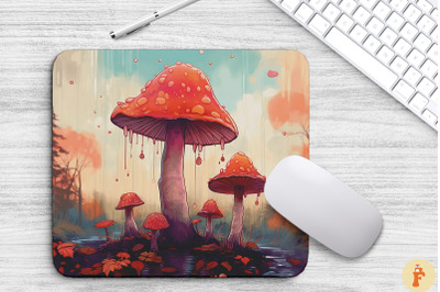 Autumn Landscape Mushrooms Mouse Pad