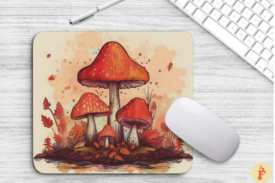 Autumn Landscape Mushrooms Mouse Pad