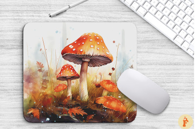 Autumn Landscape Mushrooms Mouse Pad