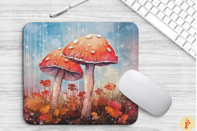 Autumn Landscape Mushrooms Mouse Pad