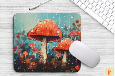 Autumn Landscape Mushrooms Mouse Pad