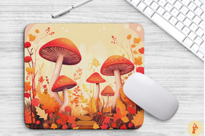 Autumnal Mushroom Scene Mouse Pad Design