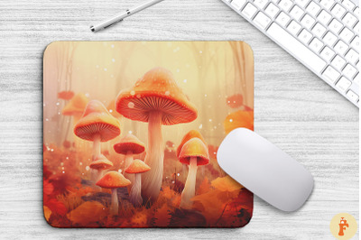 Autumnal Mushroom Scene Mouse Pad Design