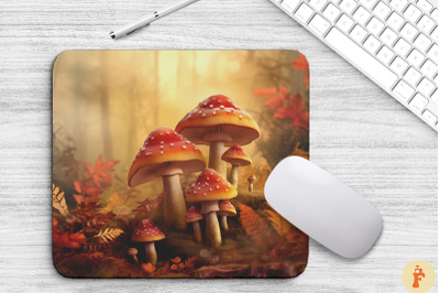 Mushrooms Growing In Autumn Forest