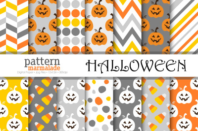 Halloween Digital Paper - Halloween/Jack O Lantern BW009B
